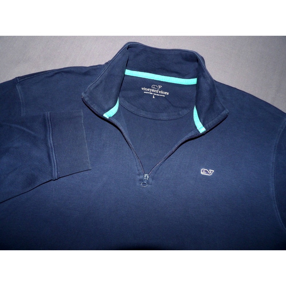 Vineyard Vines Jersey Pima Cotton Pull Over Collared 1/4 Zip Sweater Men's Large